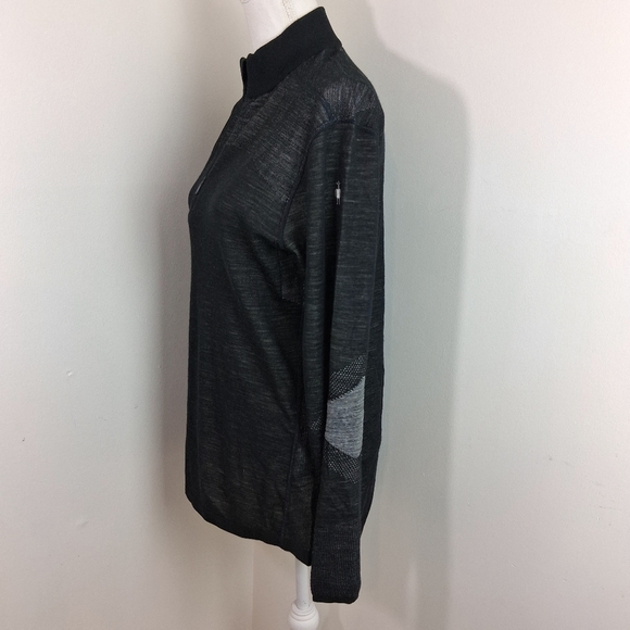 Smartwool Intraknit Merino 200 1/4-Zip Top Men's Size Large In Black/White NWT - Picture 12 of 13